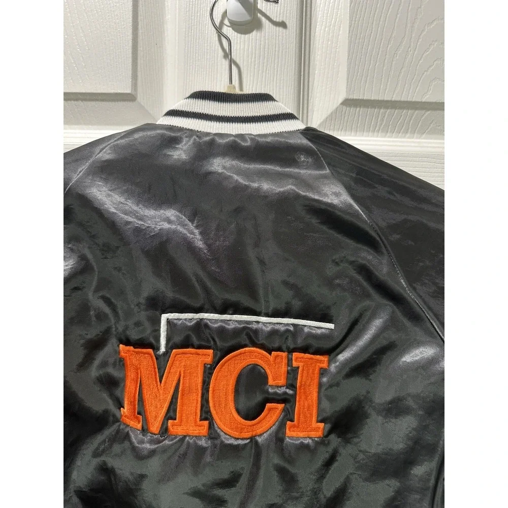 Vintage‎ MCI Women's Small Satin Bomber Jacket Retro Pla-Jaq By Dunbrooke